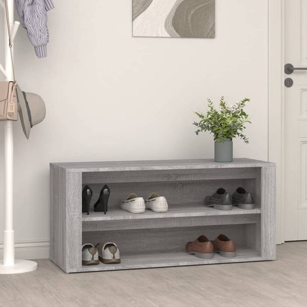 The Living Store Schoenenrek - Grijs Sonoma Eiken - 100 x 35 x 45 cm - Stevig Materiaal