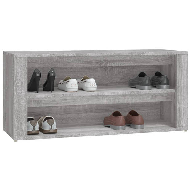 vidaXL Schoenenrek 100x35x45 cm bewerkt hout grijs sonoma eikenkleur