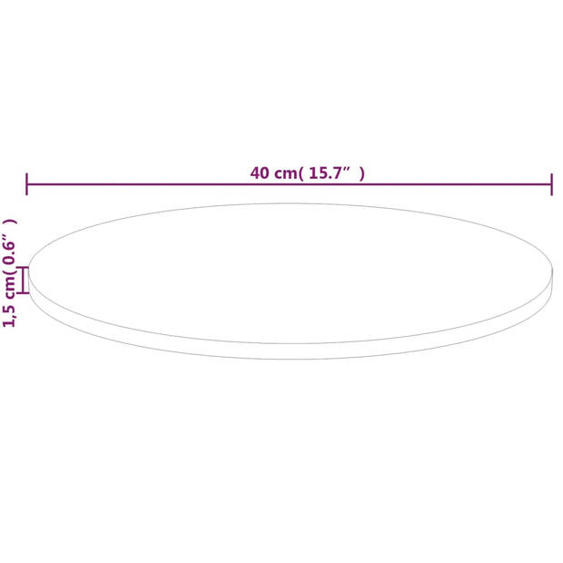 The Living Store Tafelblad Massief Eikenhout - 40 x 1.5 cm - Onbehandeld