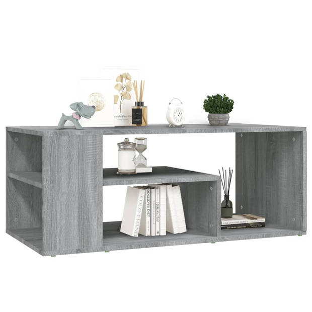 The Living Store Salontafel Bewerkt Hout - 100x50x40 cm - Grijs Sonoma Eiken