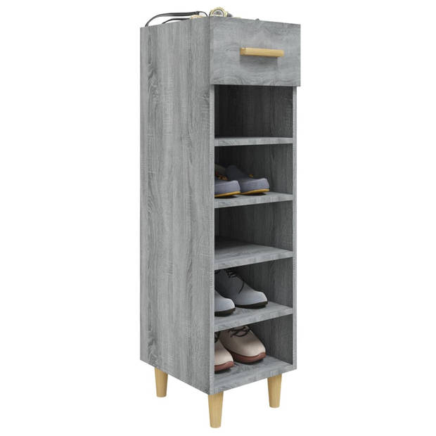 The Living Store Schoenenkast - Grijs Sonoma Eiken - 30 x 35 x 105 cm - Voldoende Opbergruimte