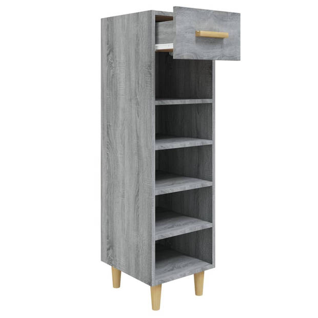 The Living Store Schoenenkast - Grijs Sonoma Eiken - 30 x 35 x 105 cm - Voldoende Opbergruimte