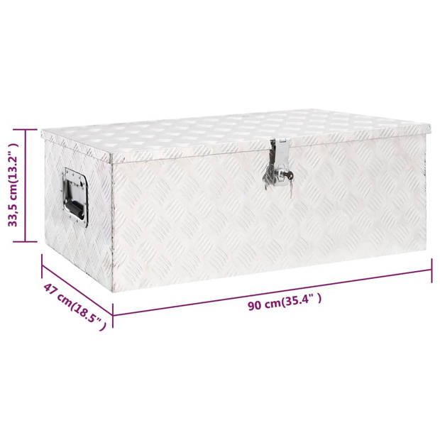 vidaXL Opbergbox 90x47x33,5 cm aluminium zilverkleurig