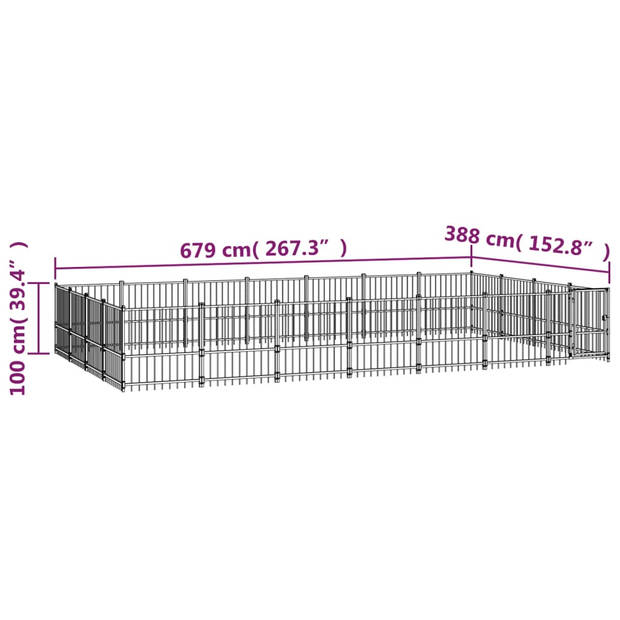 vidaXL Hondenkennel voor buiten 26,35 m² staal