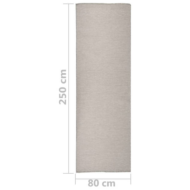 vidaXL Buitenkleed platgeweven 80x250 cm taupe