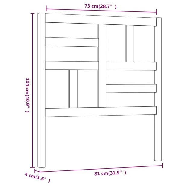 vidaXL Hoofdbord 81x4x104 cm massief grenenhout