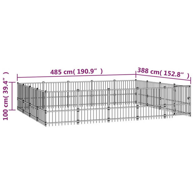 vidaXL Hondenkennel voor buiten 18,82 m² staal