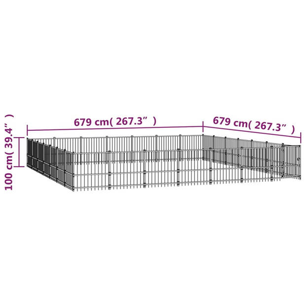 vidaXL Hondenkennel voor buiten 46,1 m² staal