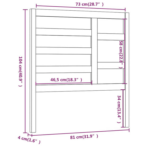 vidaXL Hoofdbord 81x4x104 cm massief grenenhout