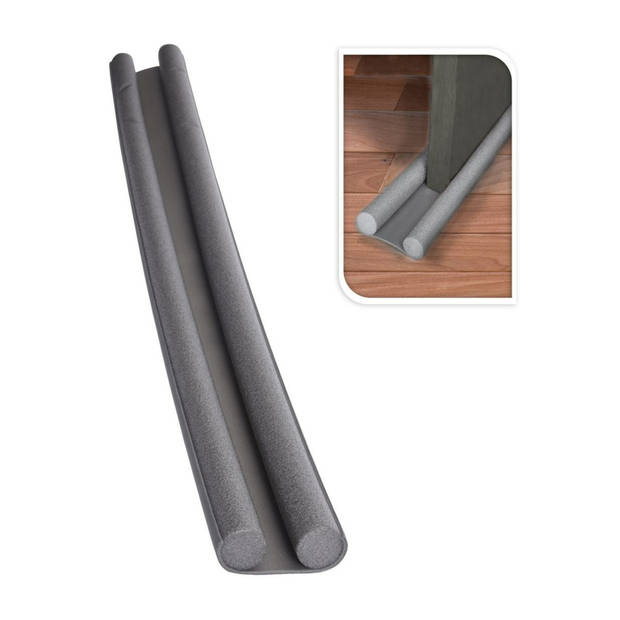 Tochtstrip - 2x - tochtwering - grijs - foam - 93 x 3 cm - deur tochtstopper - Tochtstrippen
