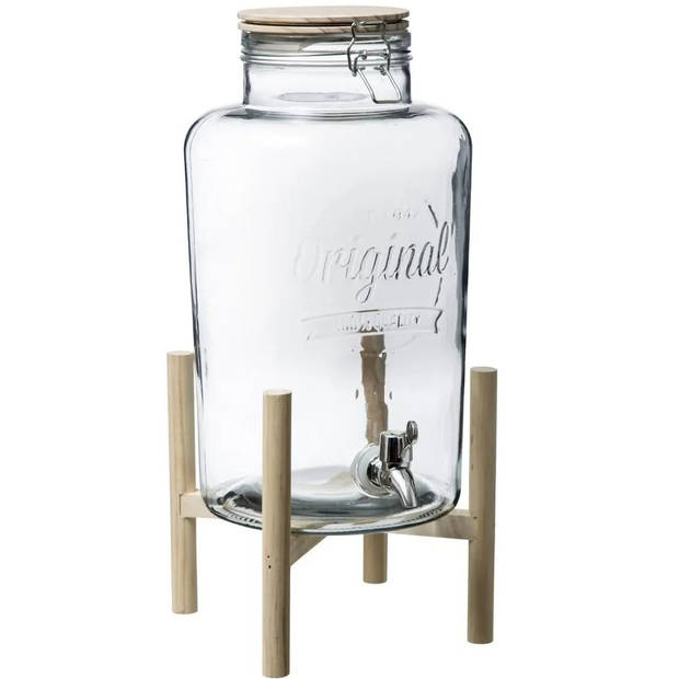 2x stuks - glazen drank dispenser - 8 liter - kunststof kraantje en houder - Drankdispensers