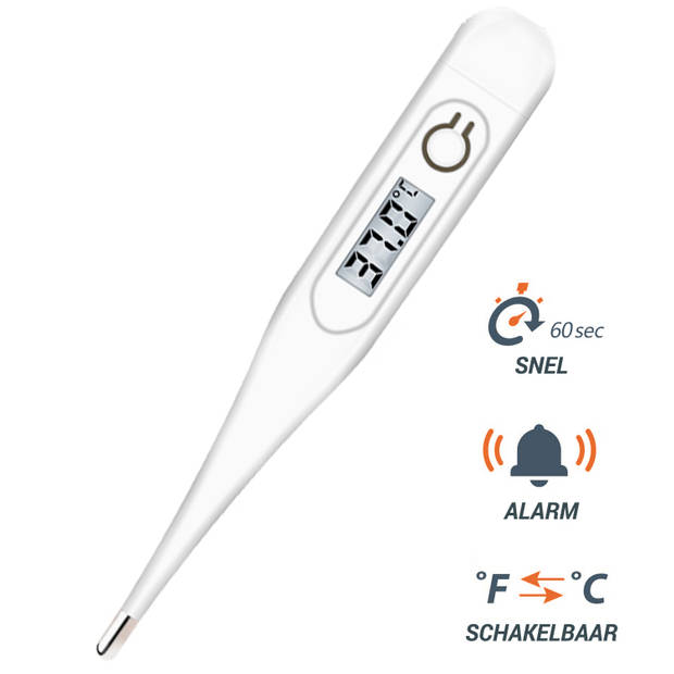 Thermometer lichaam - Koorts - Koortsthermometer voor volwassenen - Wit - Incl. opbergcase!