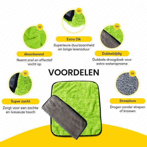 Droogdoek Badkamer - Auto - Drying Towel - Watermagneet - Microvezel - Doek - 45 x 38 cm - Groen