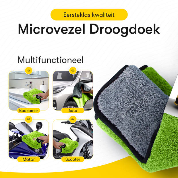 Droogdoek Badkamer - Auto - Drying Towel - Watermagneet - Microvezel - Doek - 45 x 38 cm - Groen