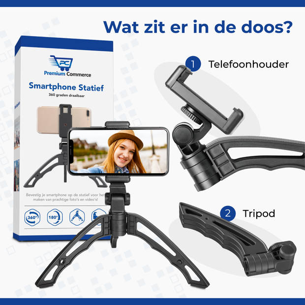 Statief Telefoon - Camera - Smartphone - Tripod Iphone - Samsung - Incl. Telefoonhouder (2 in 1)
