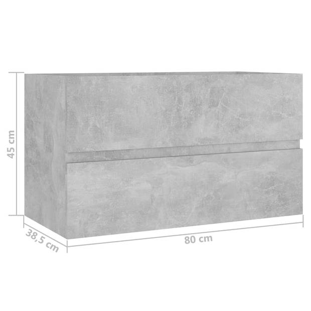 vidaXL Wastafelkast 80x38,5x45 cm bewerkt hout betongrijs