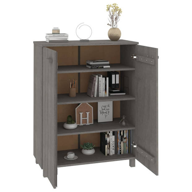 The Living Store HAMAR Schoenenkast - Lichtgrijs - 85x40x108 cm - Massief grenenhout en MDF