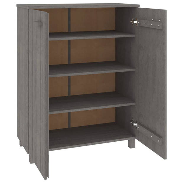 The Living Store HAMAR Schoenenkast - Lichtgrijs - 85x40x108 cm - Massief grenenhout en MDF