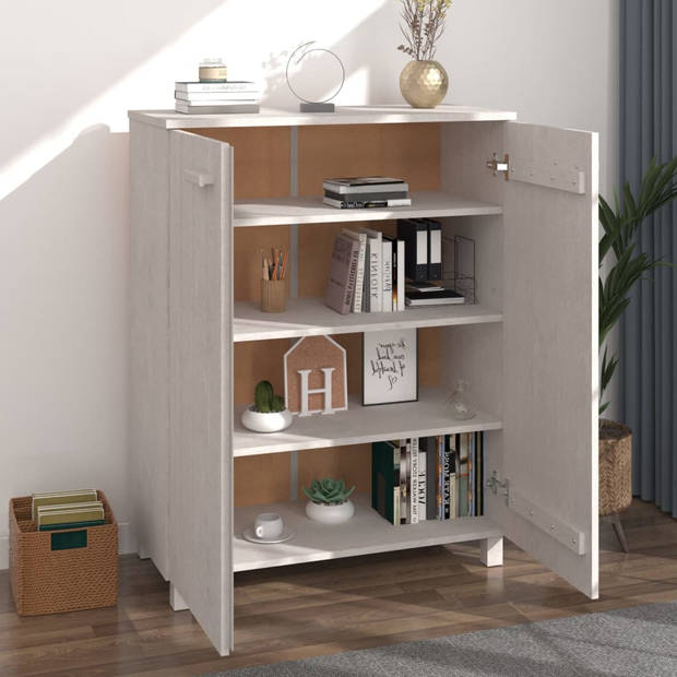 The Living Store HAMAR Schoenenkast - Massief grenenhout - Wit - 85 x 40 x 108 cm - Rommelvrij ontwerp