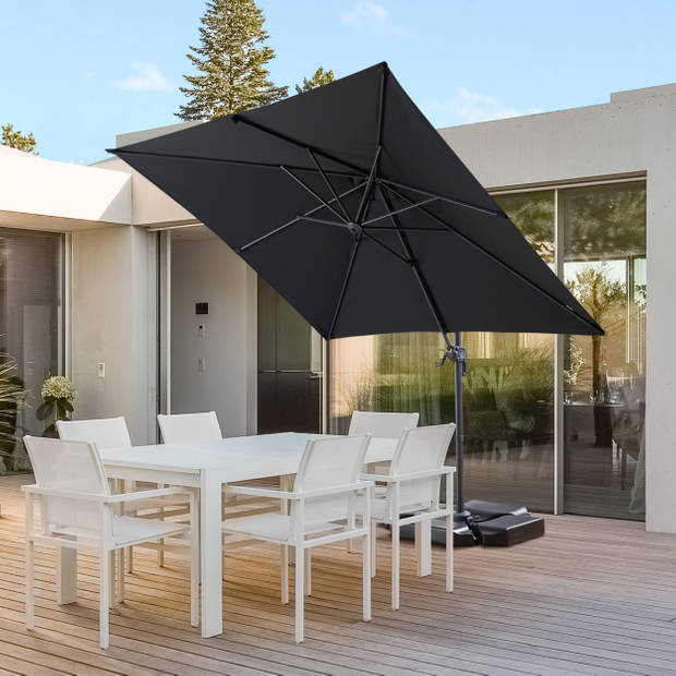 Kantelbare Zweefparasol 250x250 cm - Sterke Zweef Parasol - Zwart