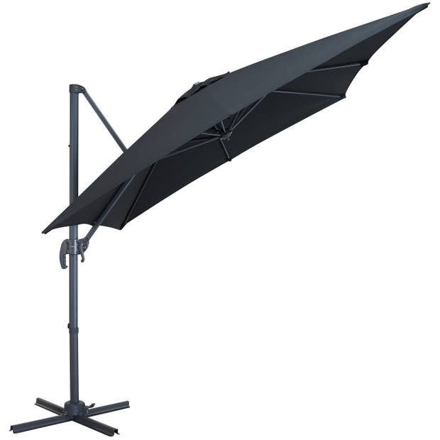 Kantelbare Zweefparasol 250x250 cm - Sterke Zweef Parasol - Zwart