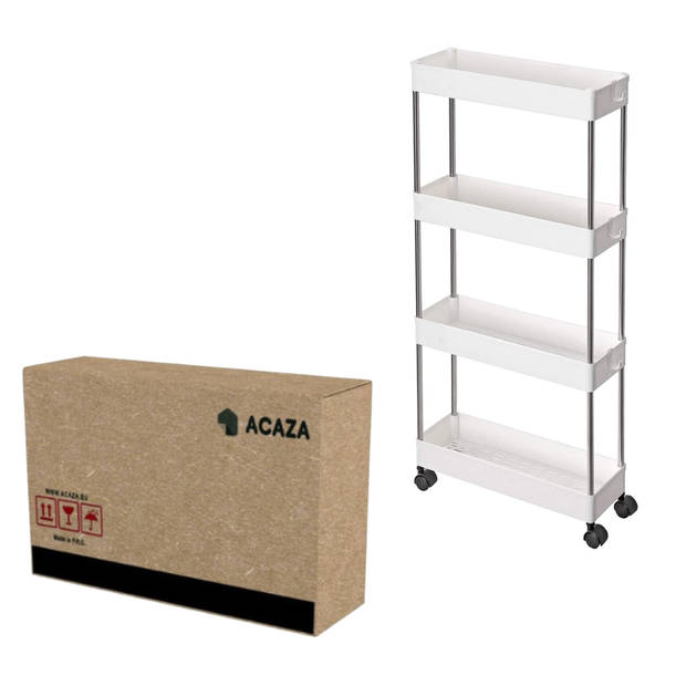 Opbergtrolley - 4 niveaus - 40x86x12.5 cm - wit