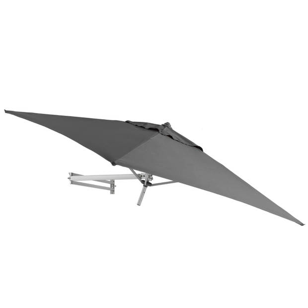 EASYSOL Muurparasol Vierkant - 200x200cm - Grijs - Parasol met muurbevestiging