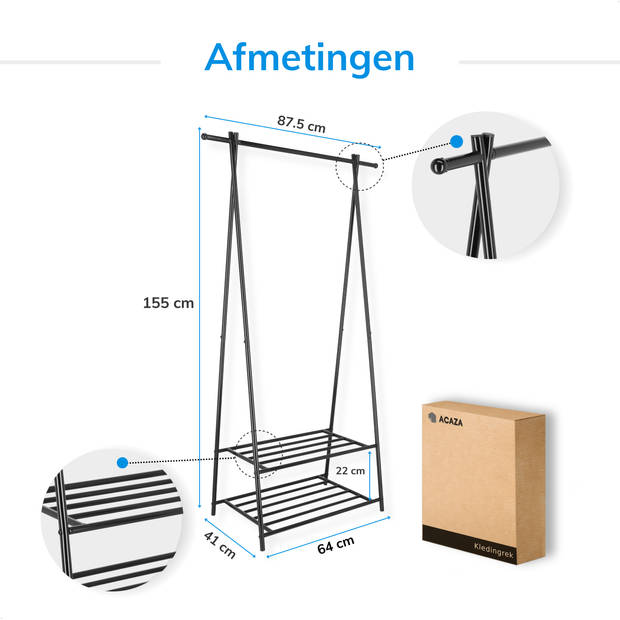 Kledingrek - metaal - zwart