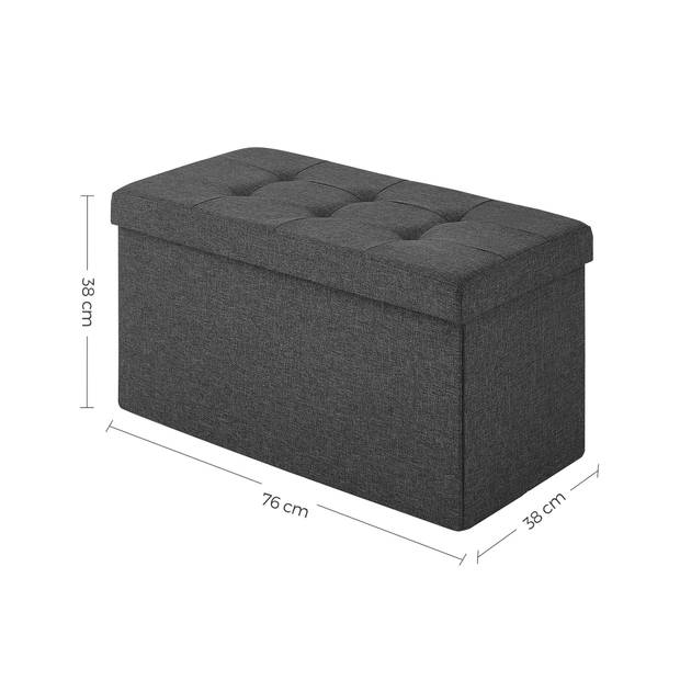 Poef - opvouwbaar - zonder poten - stof - 76 cm - donkergrijs