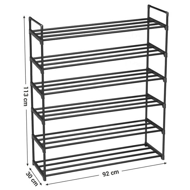 Schoenenrek - stapelbaar - 92x113x30 cm - zwart