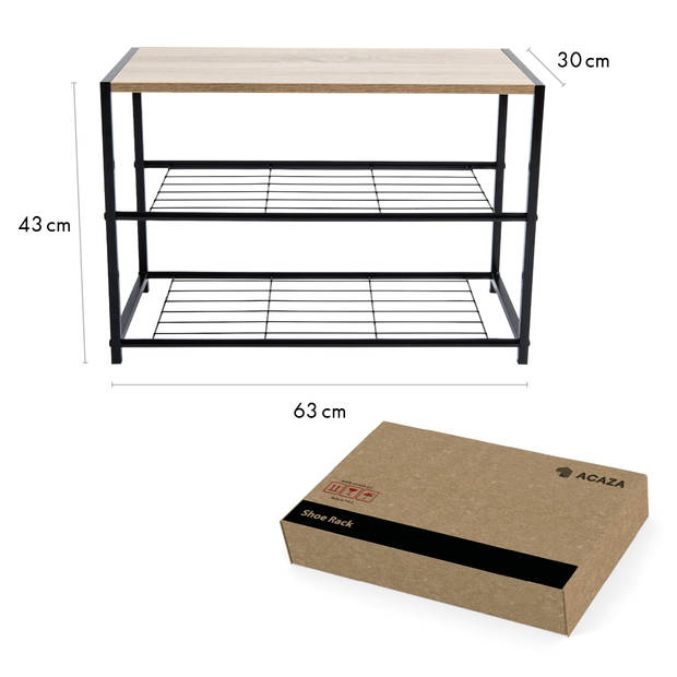 Schoenenrek - met zitbank - 63x43x30 - lichte eik