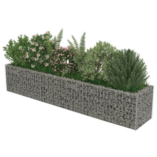 The Living Store Gabion Raised Planter - 270 x 50 x 50 cm - Galvanized Steel