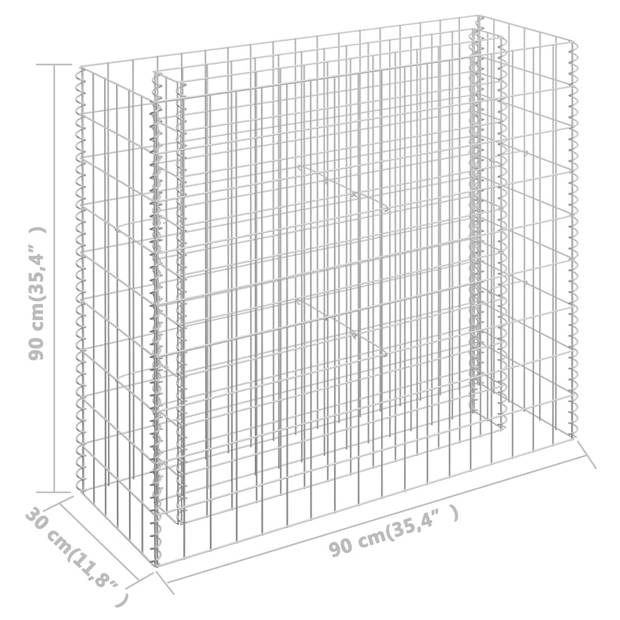 vidaXL Gabion plantenbak verhoogd 90x30x90 cm gegalvaniseerd staal