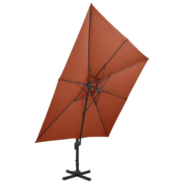 vidaXL Zweefparasol met dubbel dak 300x300 cm terracottakleurig