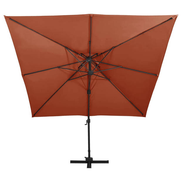 vidaXL Zweefparasol met dubbel dak 300x300 cm terracottakleurig