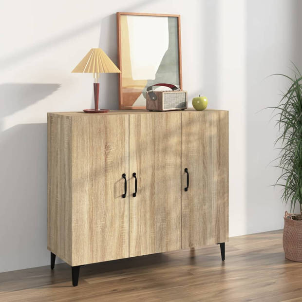 The Living Store Dressoir - Industriële Stijl - Sonoma Eiken - 90 x 34 x 80 cm