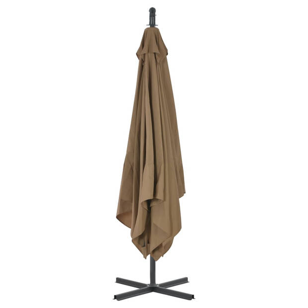 vidaXL Zweefparasol met stalen paal 250x250 cm taupe