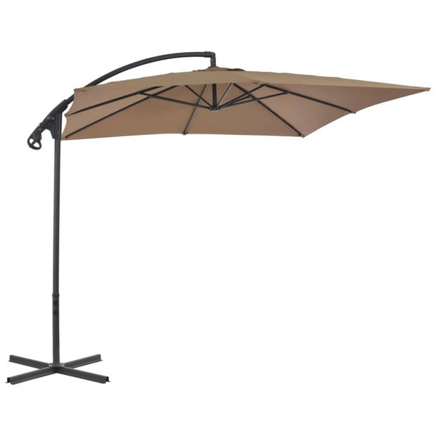 vidaXL Zweefparasol met stalen paal 250x250 cm taupe