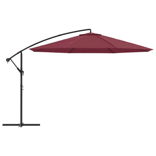 vidaXL Zweefparasol met aluminium paal 350 cm bordeauxrood