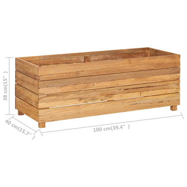 vidaXL Plantenbak verhoogd 100x40x38 cm gerecycled teakhout en staal