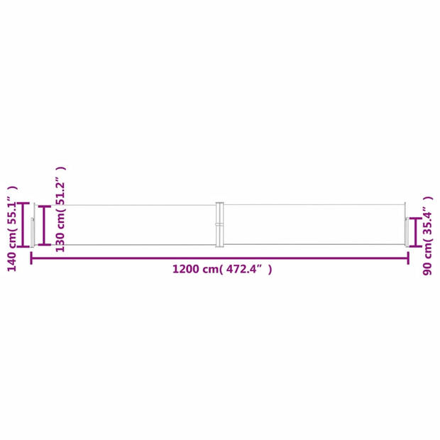 vidaXL Tuinscherm uittrekbaar 140x1200 cm rood