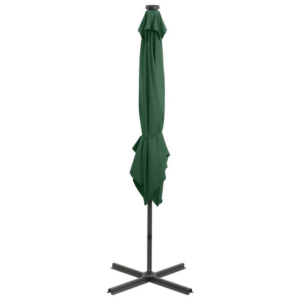 vidaXL Zweefparasol met paal en LED-verlichting 250 cm groen