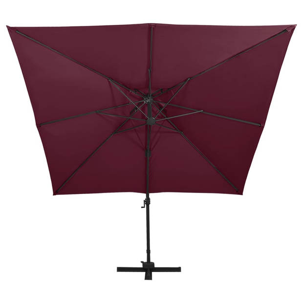 vidaXL Zweefparasol met dubbel dak 300x300 cm bordeauxrood