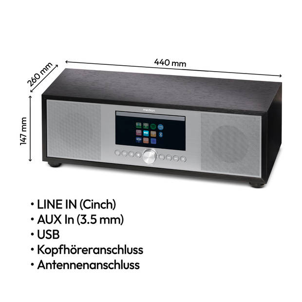 LIFE® P66400 All-in-One Audio Systeem zilver LCD-scherm 7,1 (2.8'') Internet/DAB+/PLL…