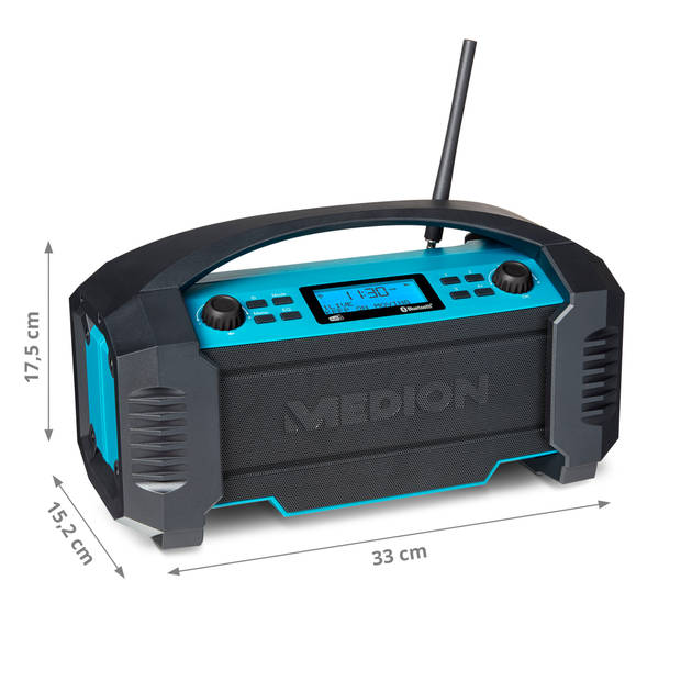 LIFE® E66050 DAB+/Bluetooth® bouwplaatsradio ideaal voor bouwplaatsen tuin of camping