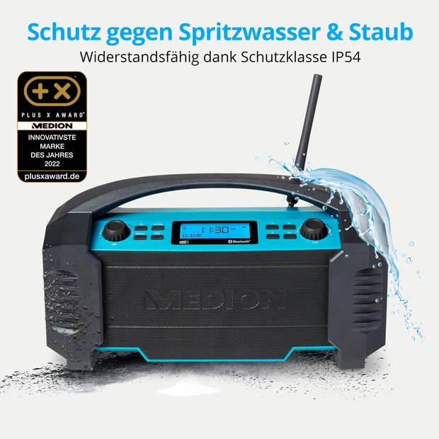 LIFE® E66050 DAB+/Bluetooth® bouwplaatsradio ideaal voor bouwplaatsen tuin of camping