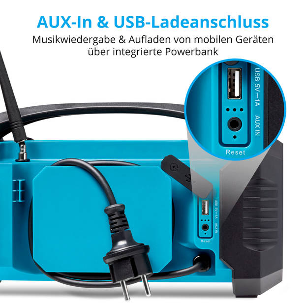 LIFE® E66050 DAB+/Bluetooth® bouwplaatsradio ideaal voor bouwplaatsen tuin of camping