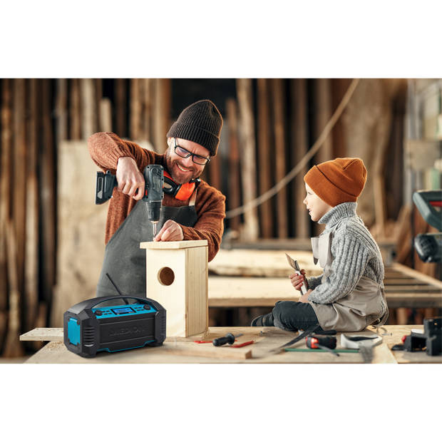 LIFE® E66050 DAB+/Bluetooth® bouwplaatsradio ideaal voor bouwplaatsen tuin of camping