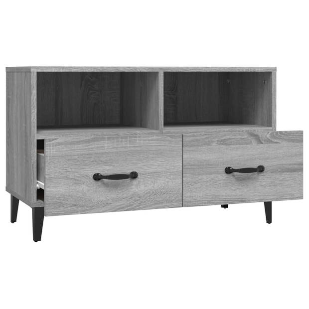 The Living Store Tv-meubel Grijs Sonoma Eiken - 80x36x50 cm - Stevig Hout - Opbergruimte - Stevig Blad