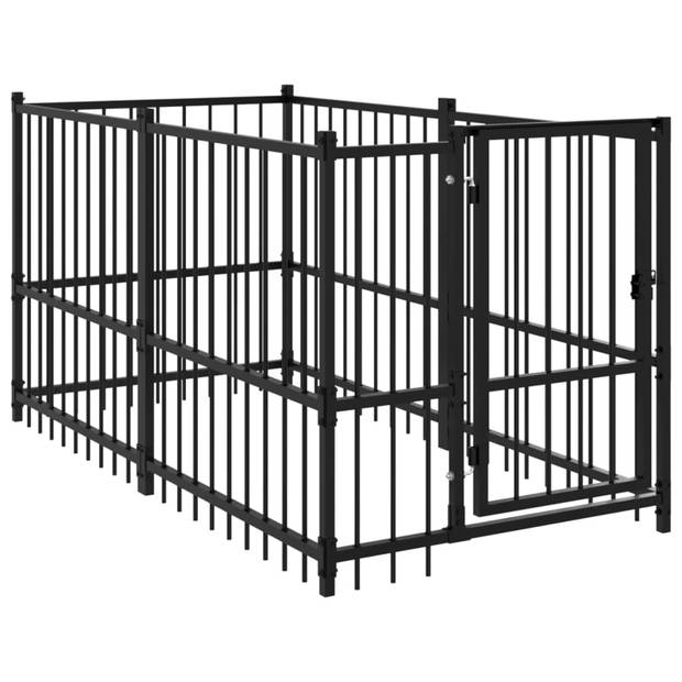 vidaXL Hondenkennel 193,5x97x100 cm staal zwart